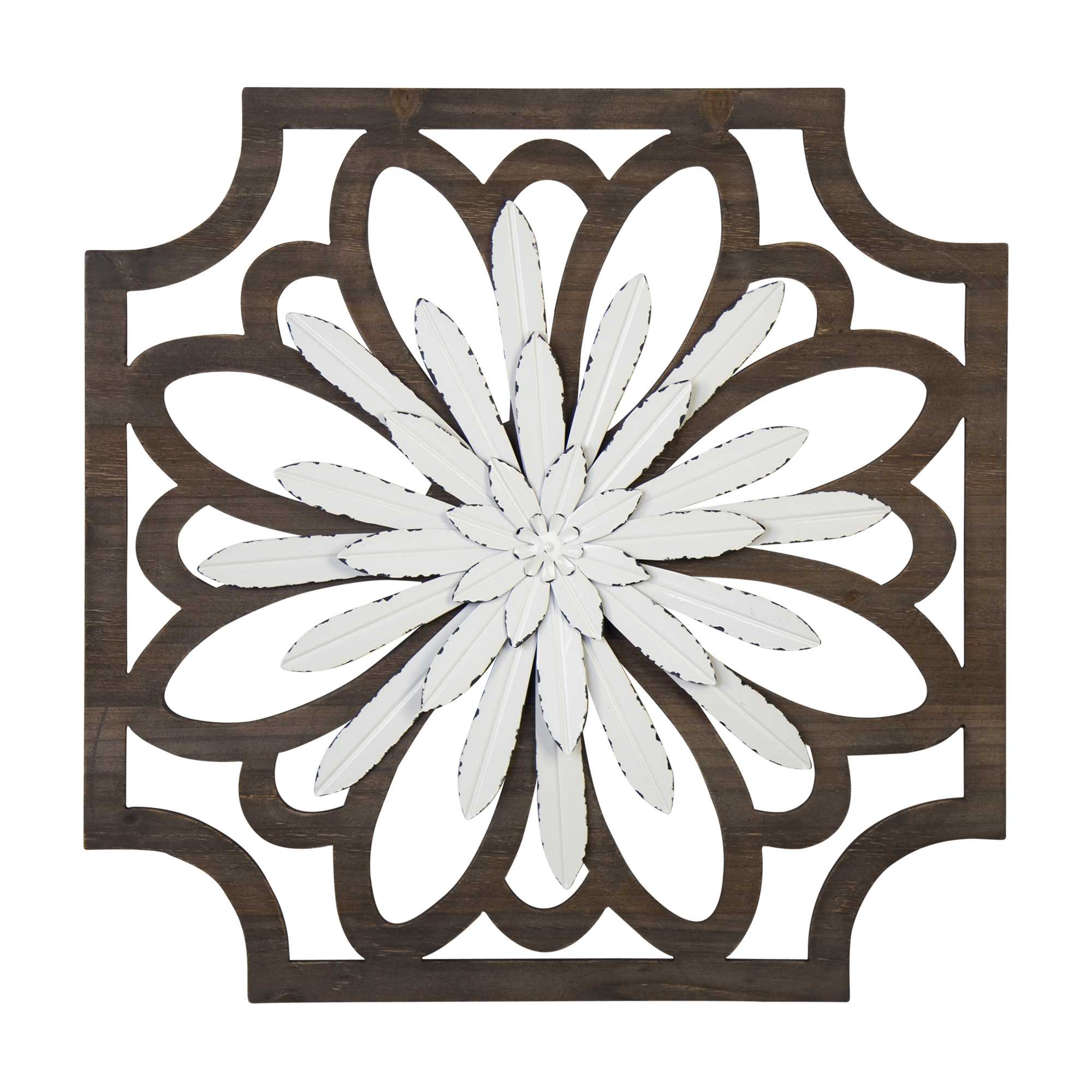 Flower Framed Wall Art with Walnut Finish