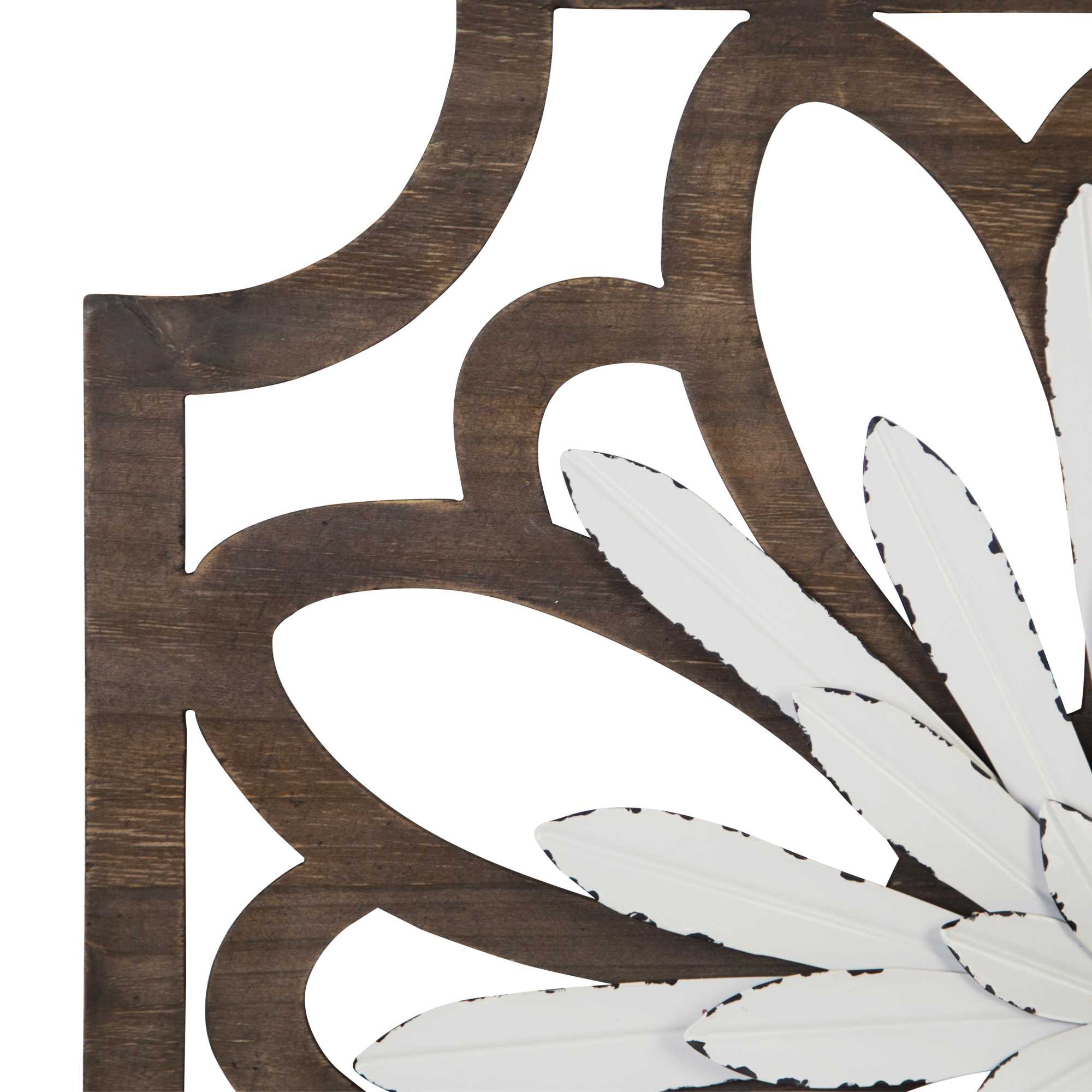 Flower Framed Wall Art with Walnut Finish