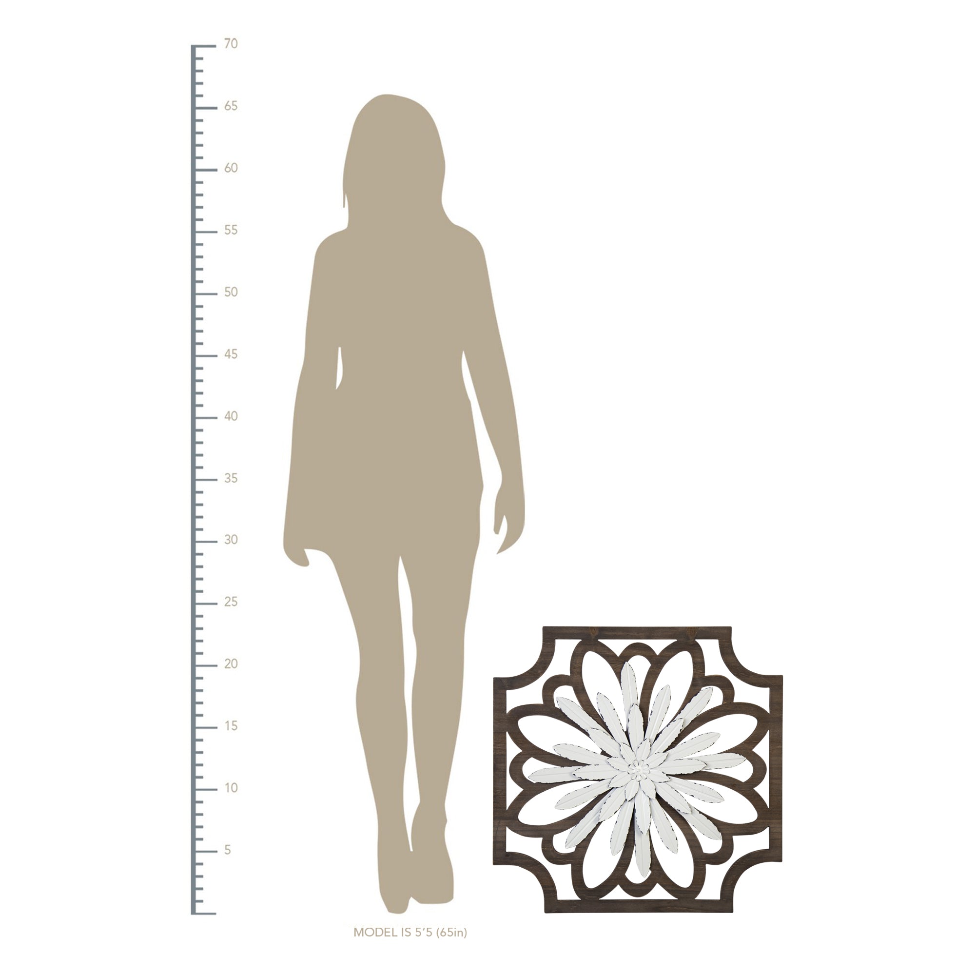 Flower Framed Wall Art with Walnut Finish