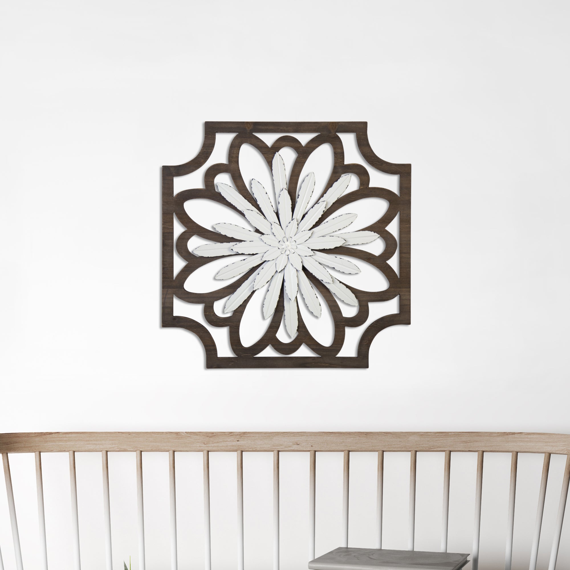 Flower Framed Wall Art with Walnut Finish
