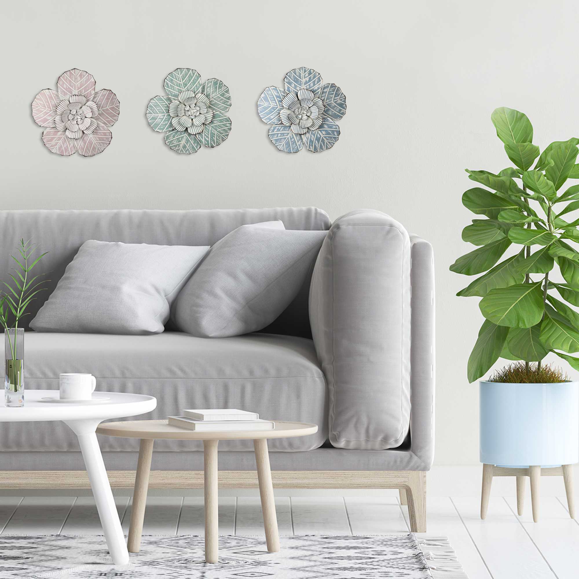 Flower Metal Wall Decor with Matte Finish