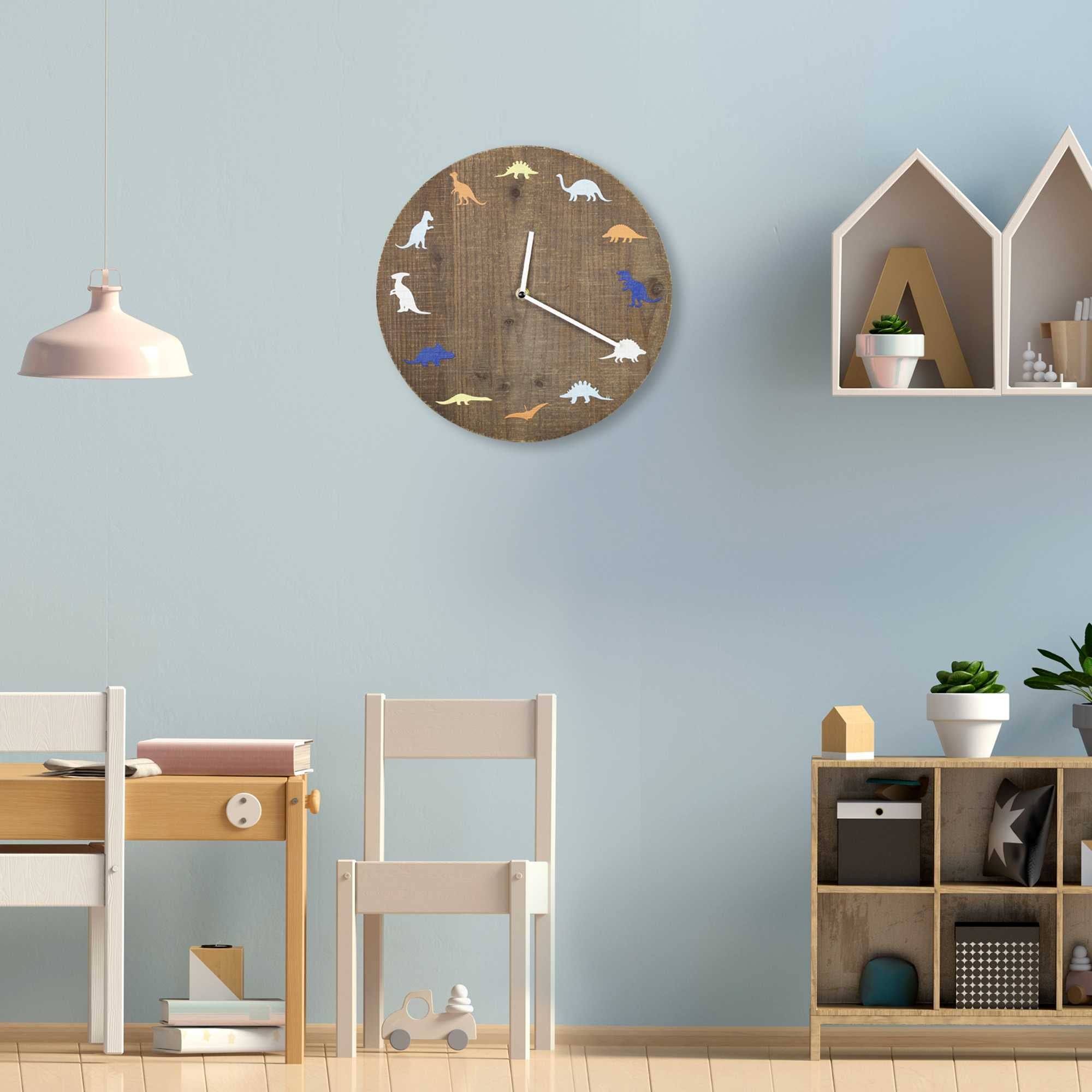 12" Round Dinosaur Theme Wall Clock