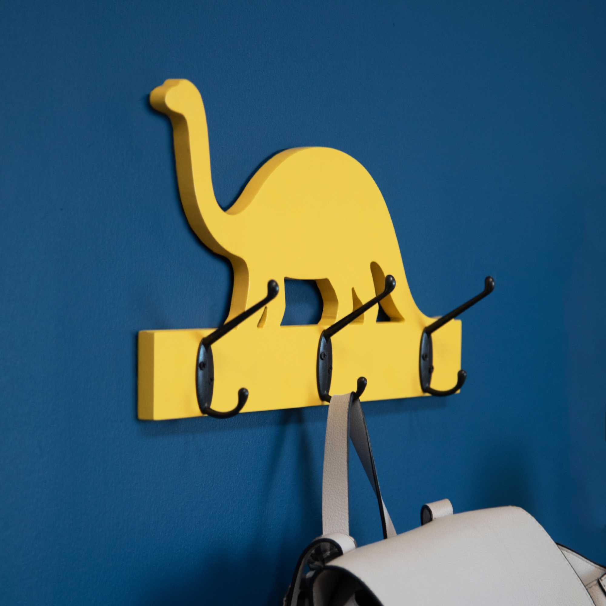 Yellow Dinosaur Wall Art with Hooks