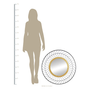 Round Wall Mirror with Metal Lines