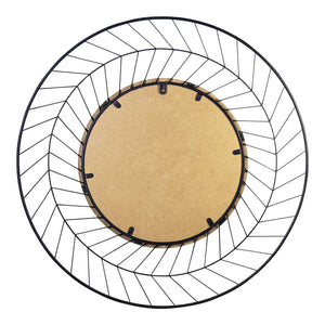 Round Wall Mirror with Metal Lines