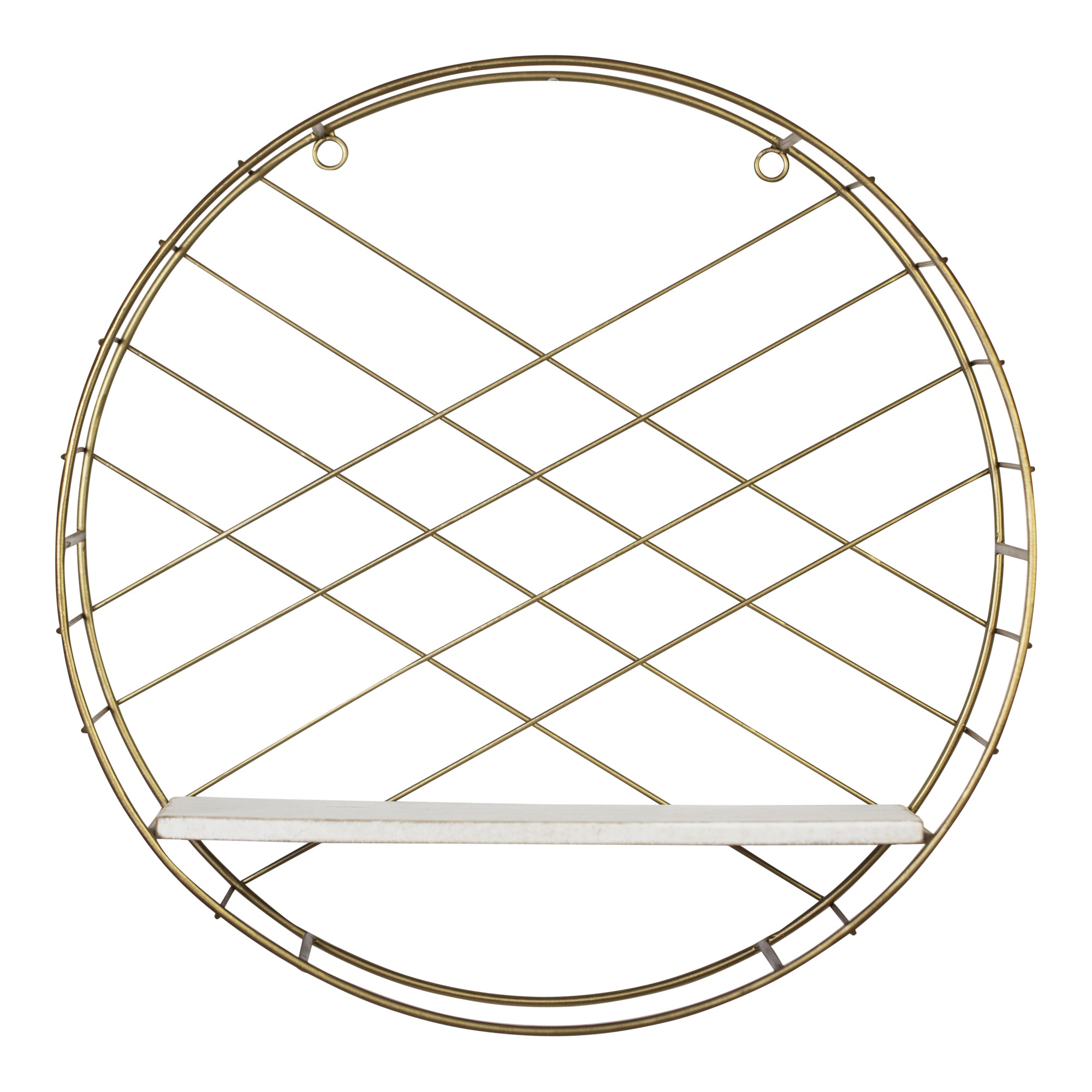 Round Wall Shelf Coated With a Matte Gold Finish