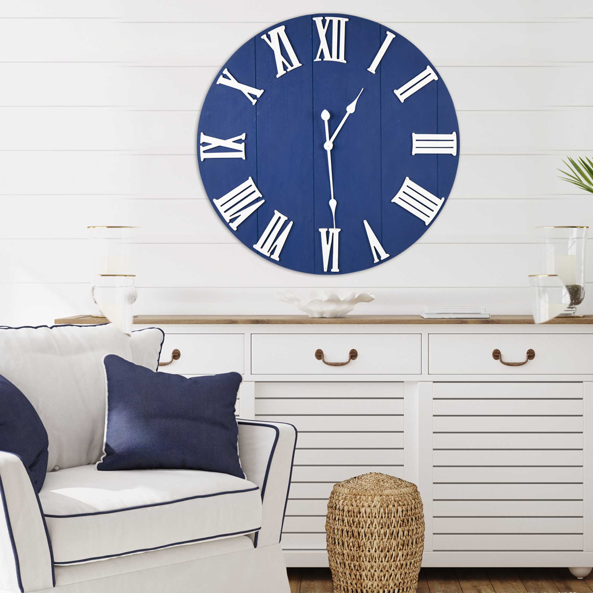 Round Blue Wall Clock