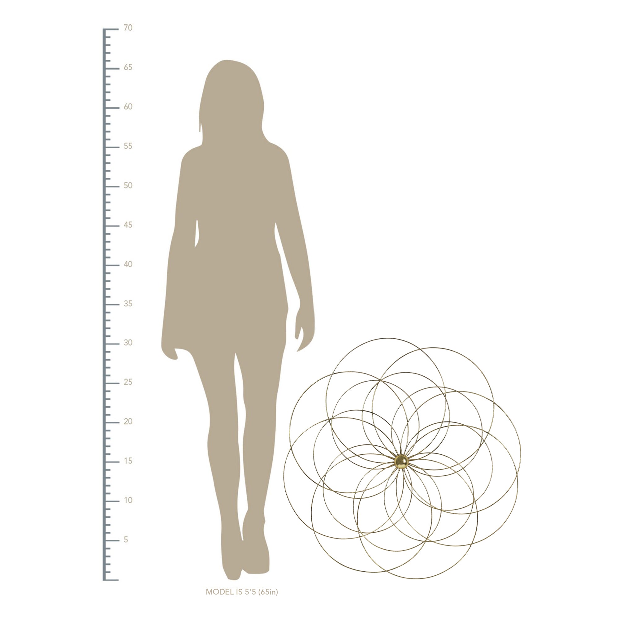 Metal Flower Wall Decor with Gold Foils Accent