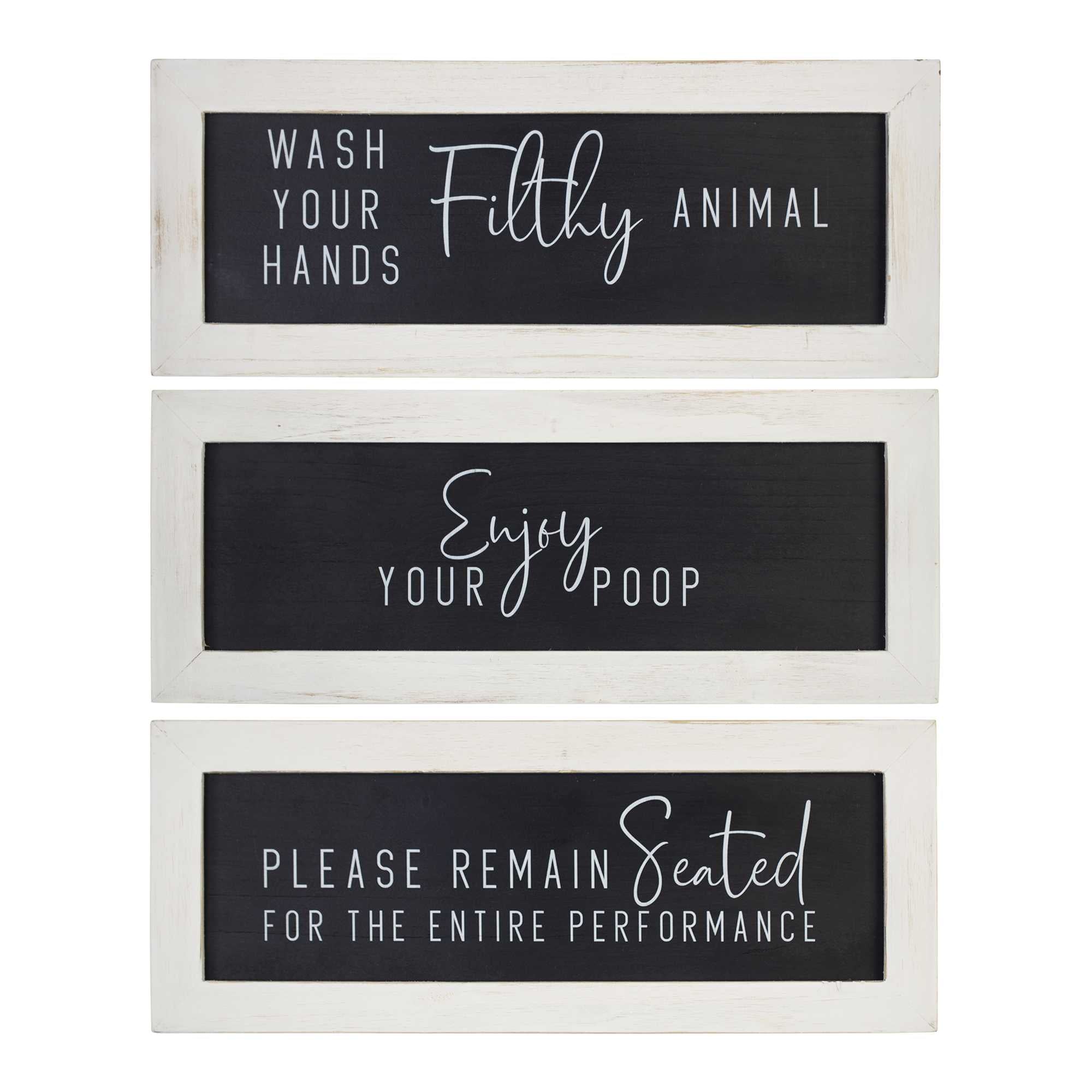 12" X 5" Bathroom-Quote Framed Wall Art