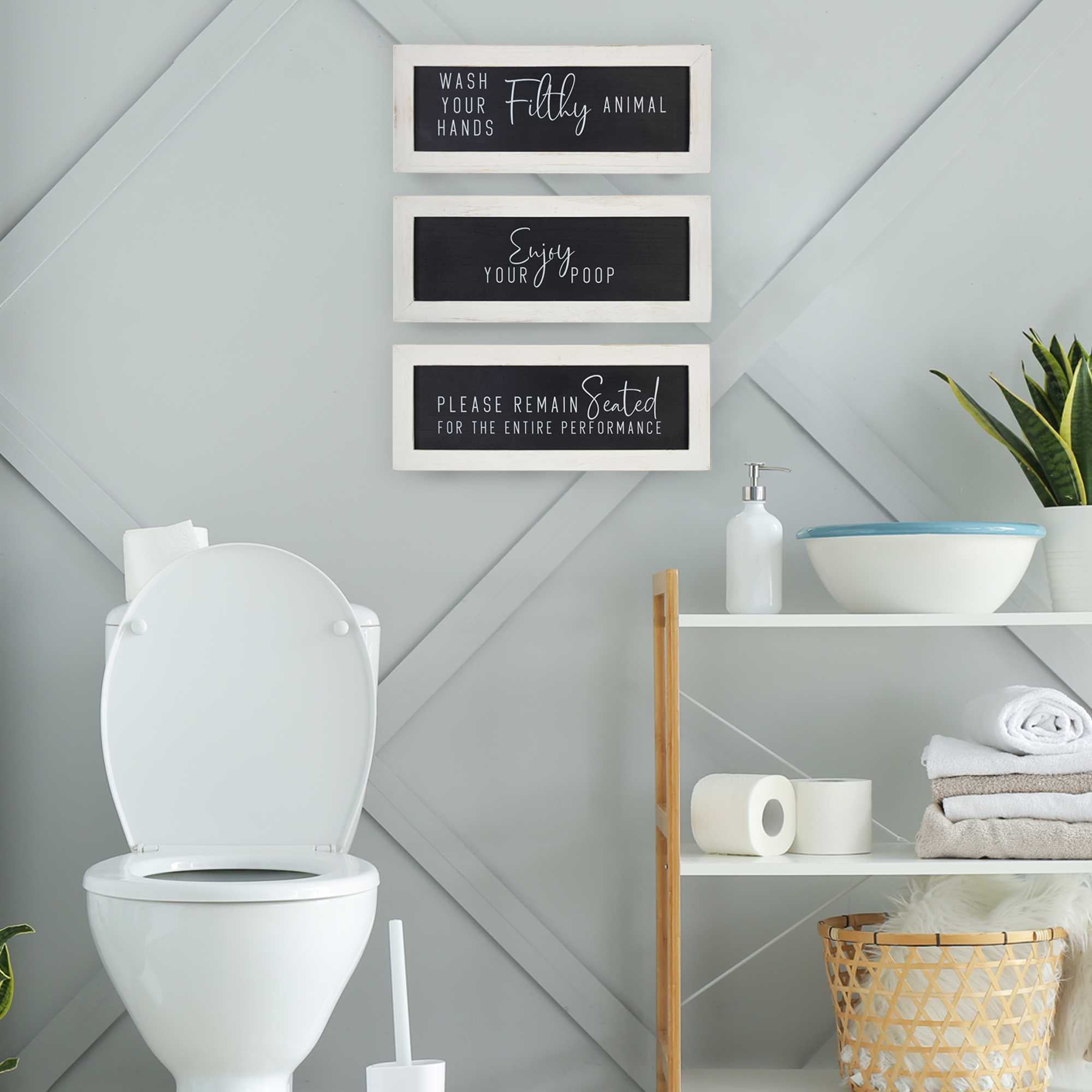 12" X 5" Bathroom-Quote Framed Wall Art