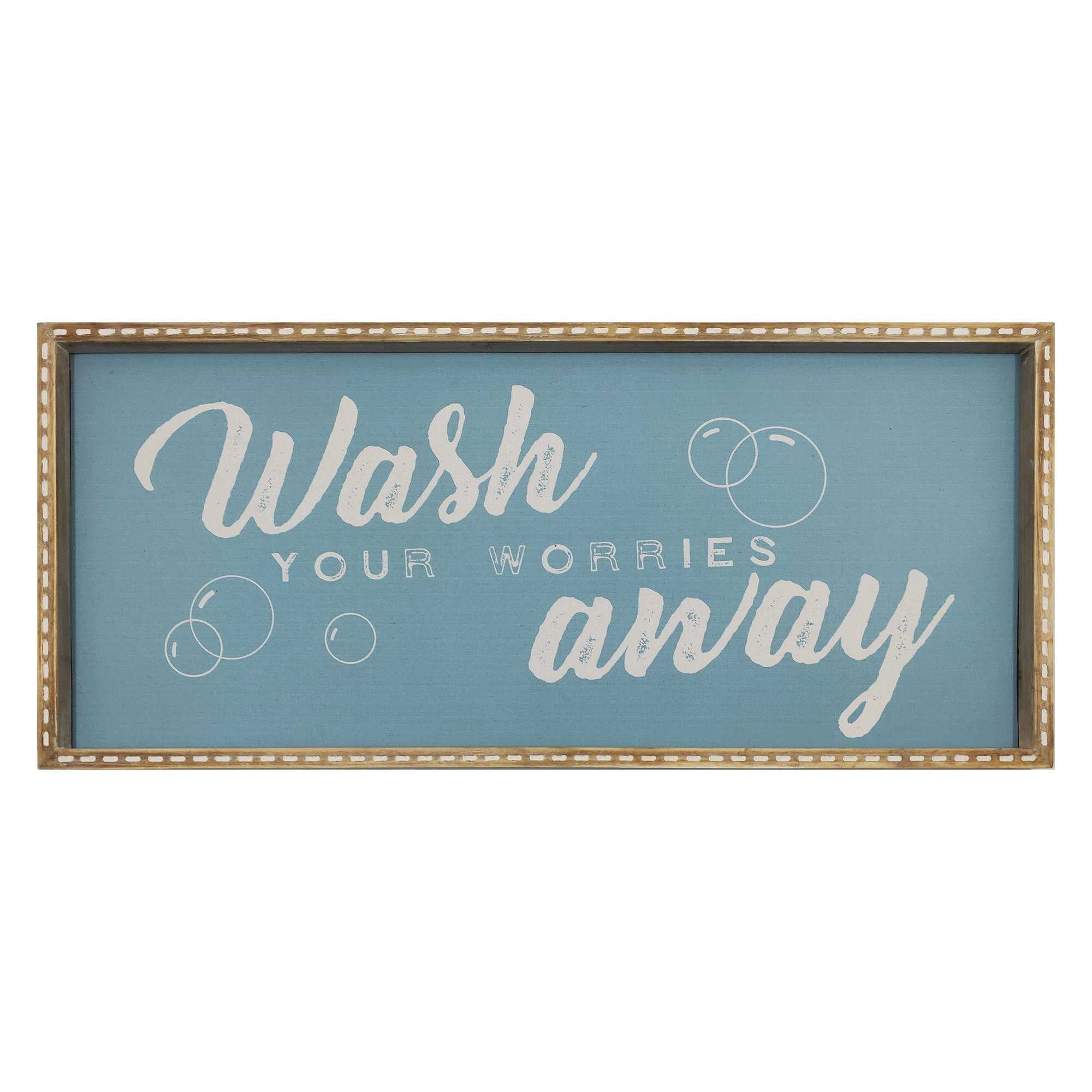 14" X 32" "Wash You Worries Away" Framed Wall Art