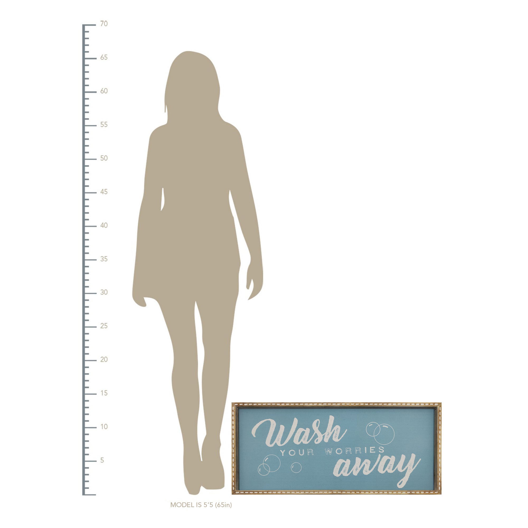 14" X 32" "Wash You Worries Away" Framed Wall Art