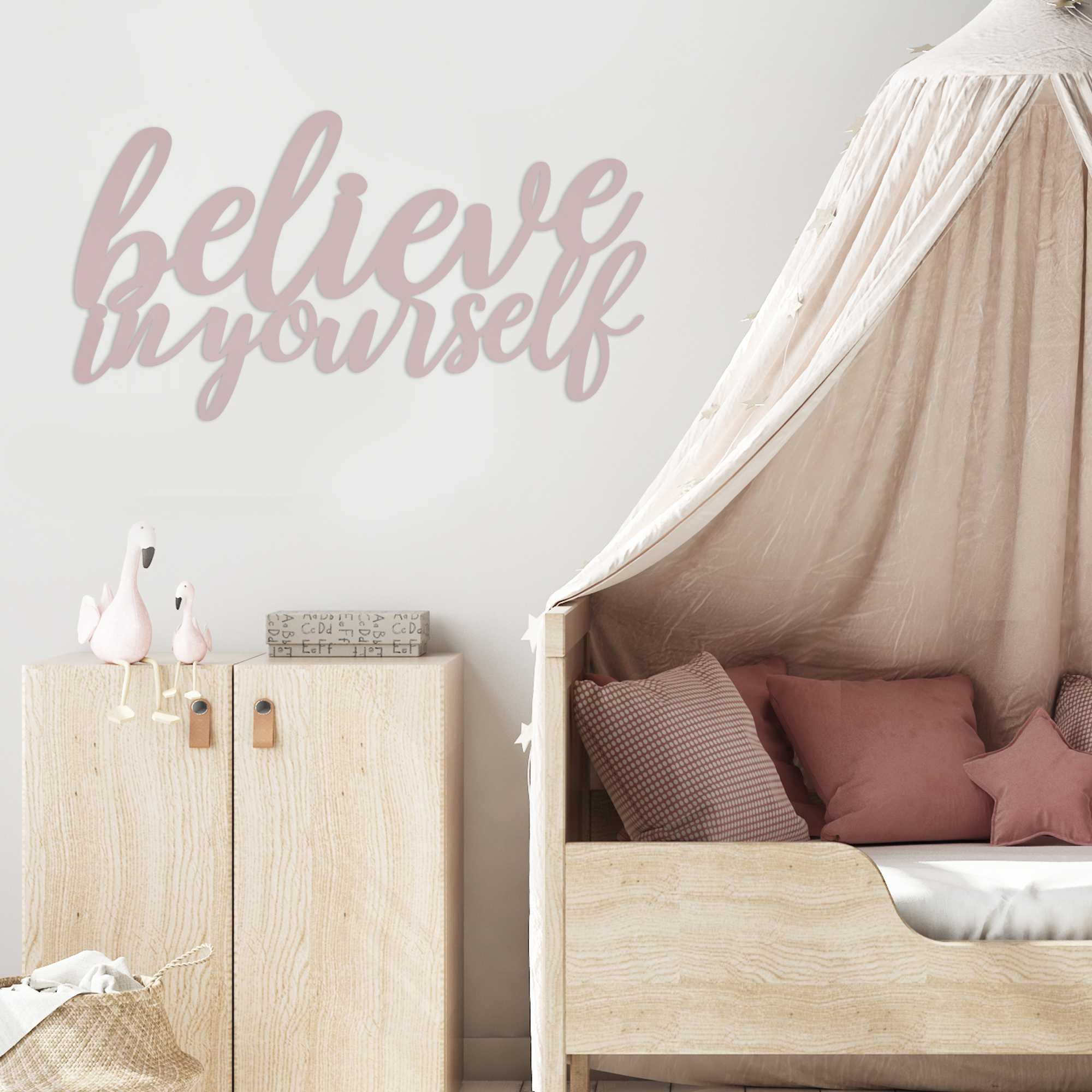 Motivational Typography Wall Art with Pink Matte Finish