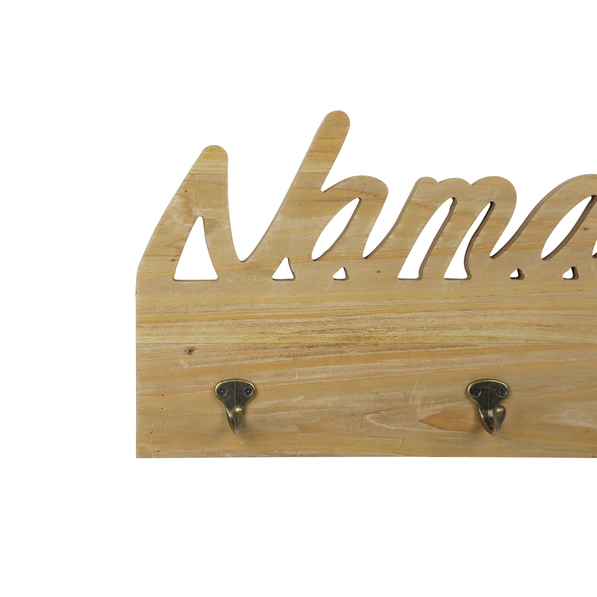 Greeting Wooden Wall Decor with Hooks