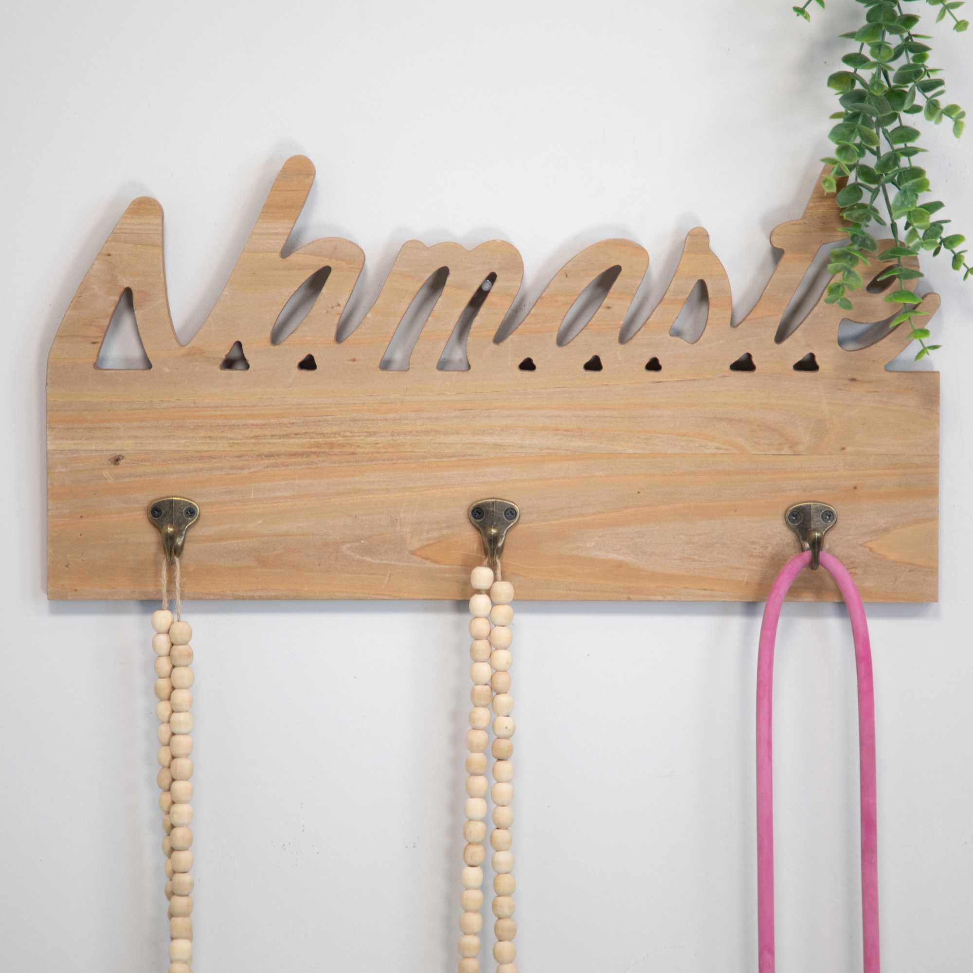 Greeting Wooden Wall Decor with Hooks