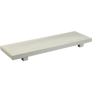 Compact Rectangular Driftwood Finish Teak Bathtub Tray or Seat