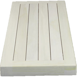 Compact Rectangular Driftwood Finish Teak Bathtub Tray or Seat