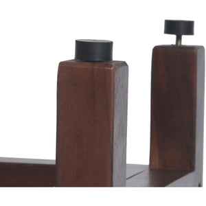 Compact Rectangular Teak Shower / Outdoor Bench with Shelf and Liftaide Arms in BrownFinish