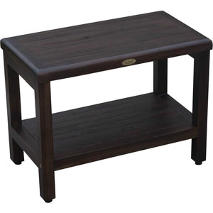 Compact Rectangular Teak Shower / Outdoor Bench in Brown Finish