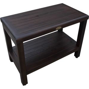 Compact Rectangular Teak Shower / Outdoor Bench in Brown Finish