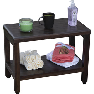 Compact Rectangular Teak Shower / Outdoor Bench in Brown Finish