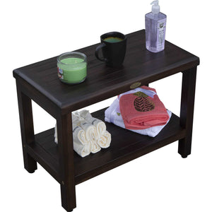 Compact Rectangular Teak Shower / Outdoor Bench in Brown Finish