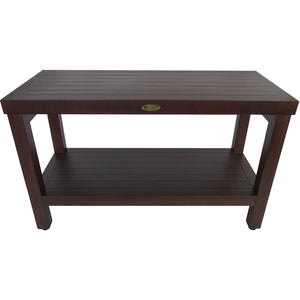 Compact Rectangular Teak Shower / Outdoor with Shelf in Brown Finish