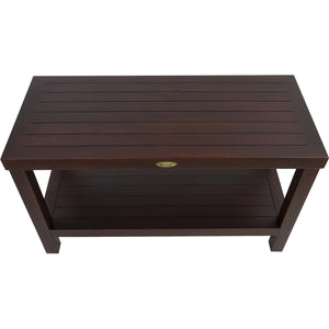 Compact Rectangular Teak Shower / Outdoor with Shelf in Brown Finish