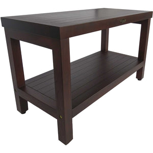 Compact Rectangular Teak Shower / Outdoor with Shelf in Brown Finish
