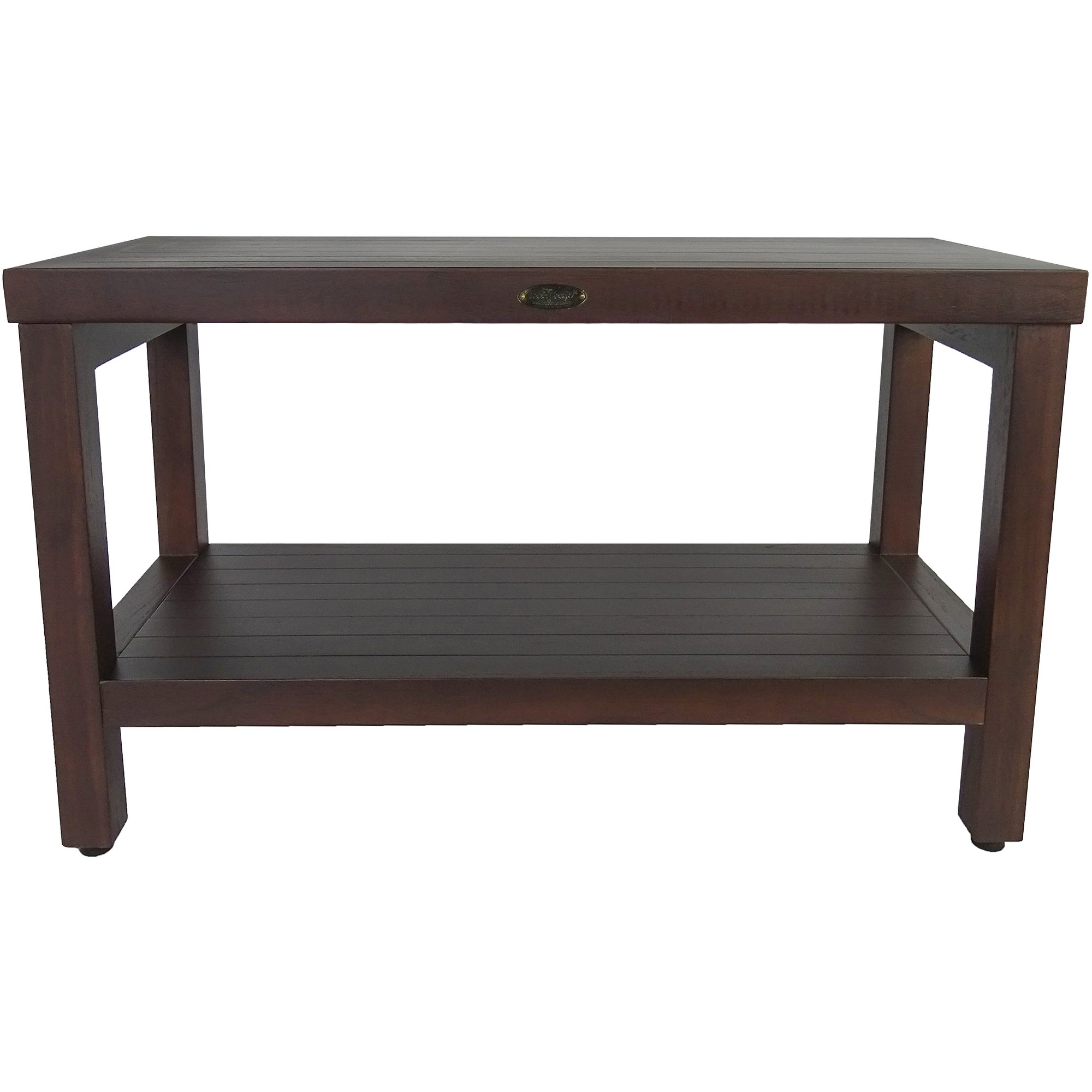 Compact Rectangular Teak Shower / Outdoor with Shelf in Brown Finish