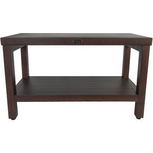 Compact Rectangular Teak Shower / Outdoor with Shelf in Brown Finish