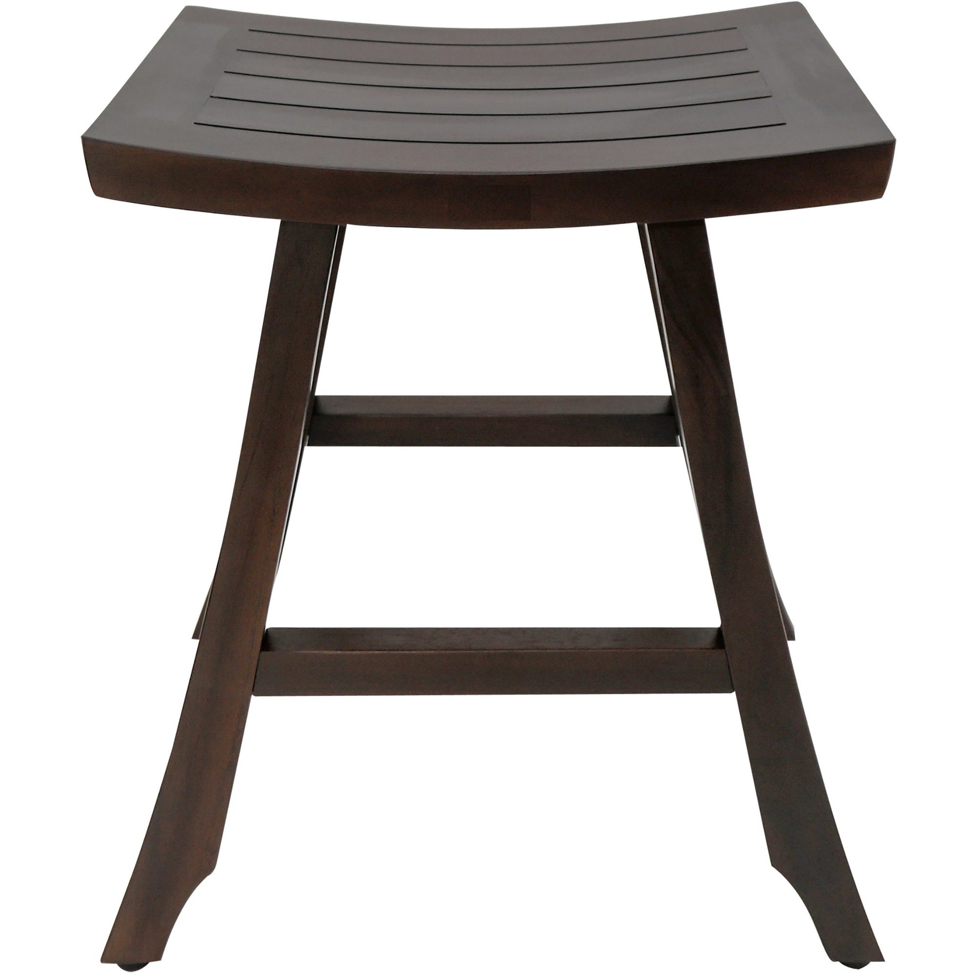 Compact Rectangular Teak Shower / Outdoor Bench with Shelf in Brown Finish