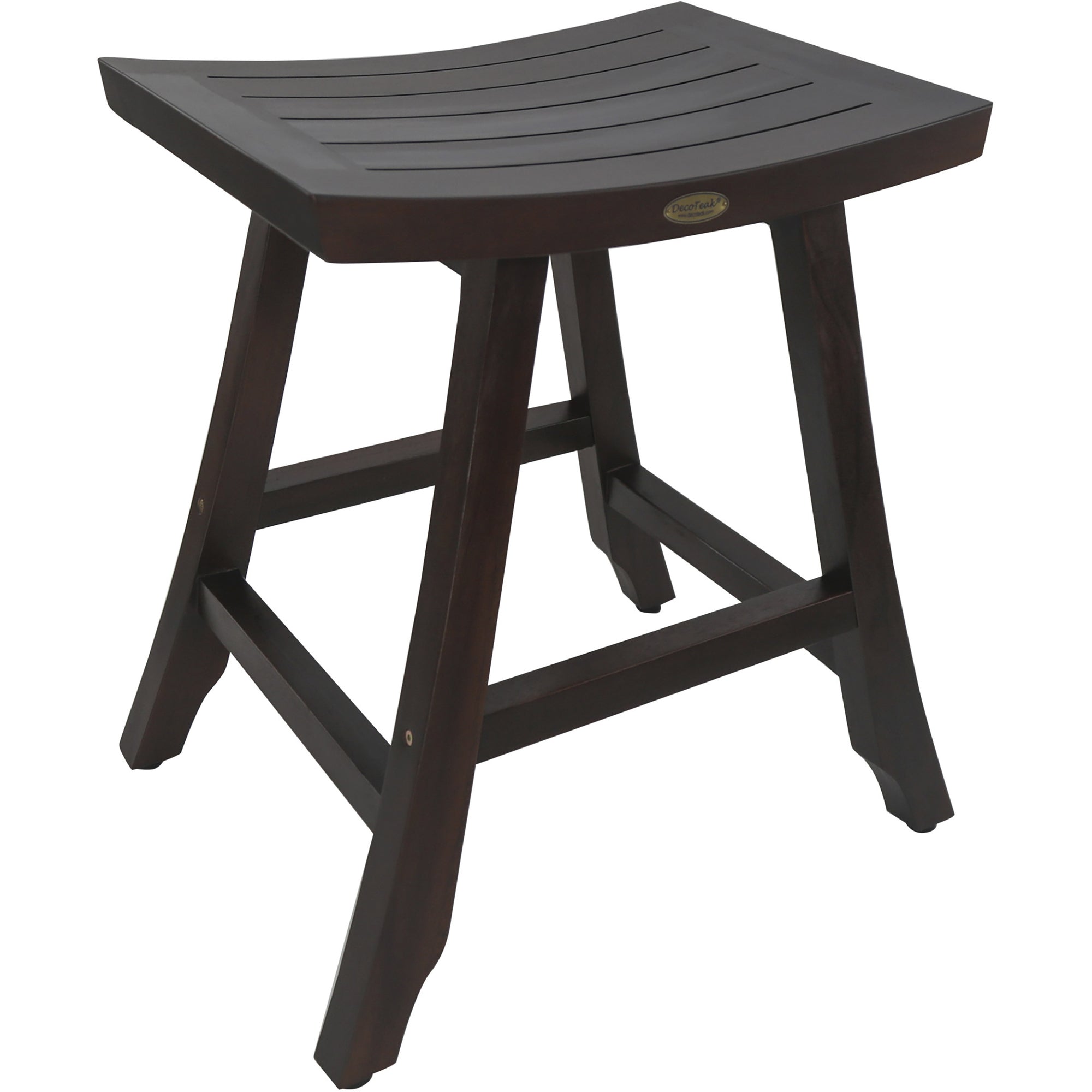 Compact Rectangular Teak Shower / Outdoor Bench with Shelf in Brown Finish