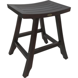 Compact Rectangular Teak Shower / Outdoor Bench with Shelf in Brown Finish