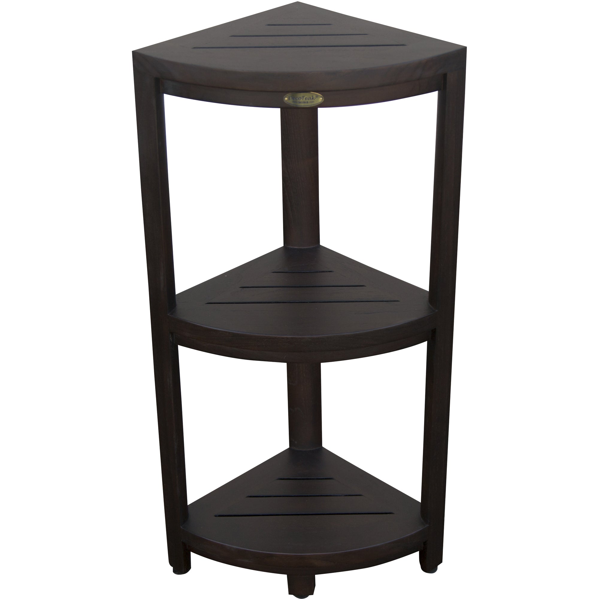 Compact Teak 3-tier Corner Shower / Outdoor Bench in  Brown Finish