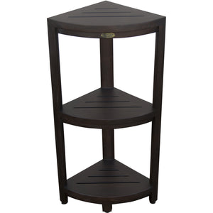 Compact Teak 3-tier Corner Shower / Outdoor Bench in  Brown Finish