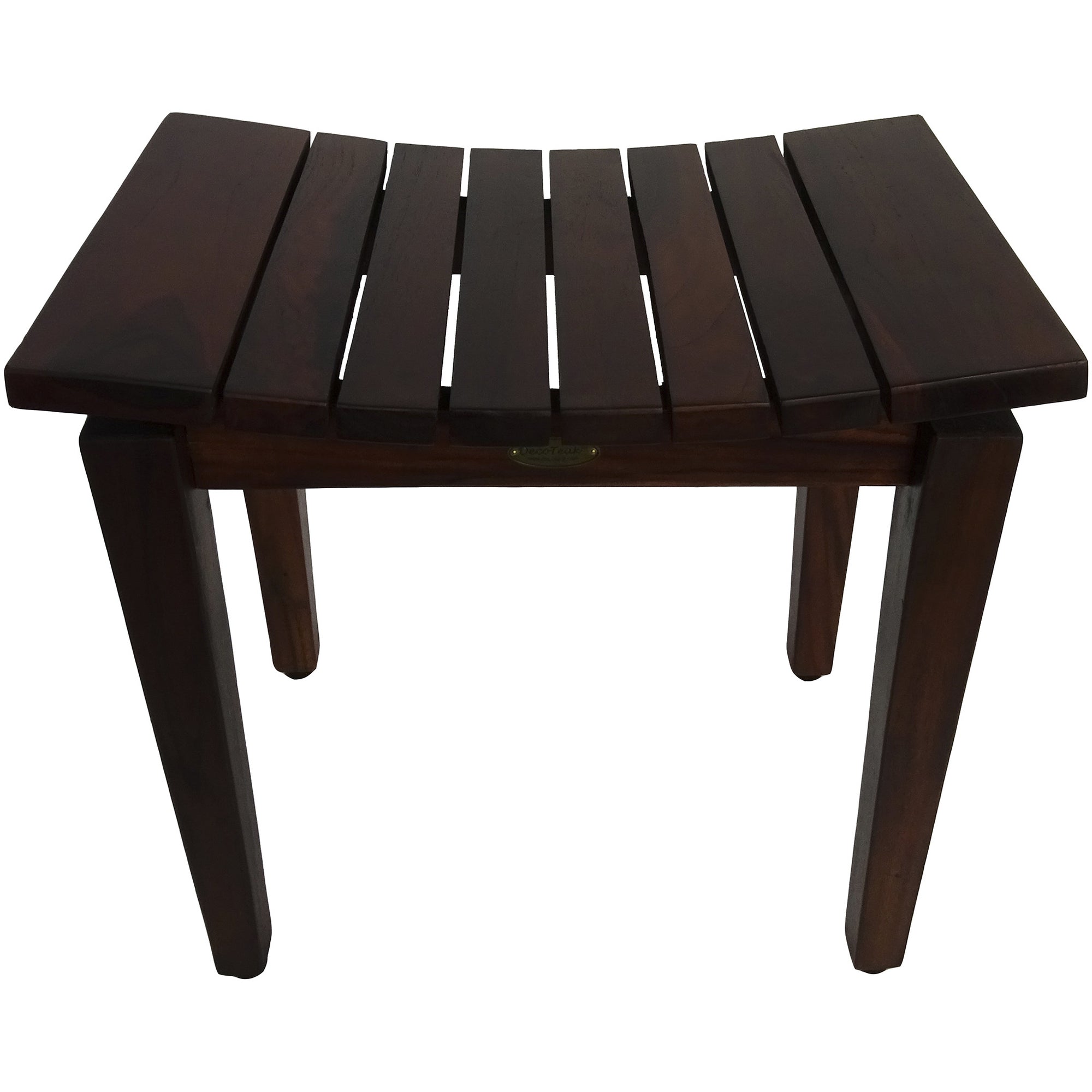 Compact Rectangular Teak Shower / Outdoor Bench in Brown Finish