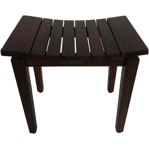Compact Rectangular Teak Shower / Outdoor Bench in Brown Finish