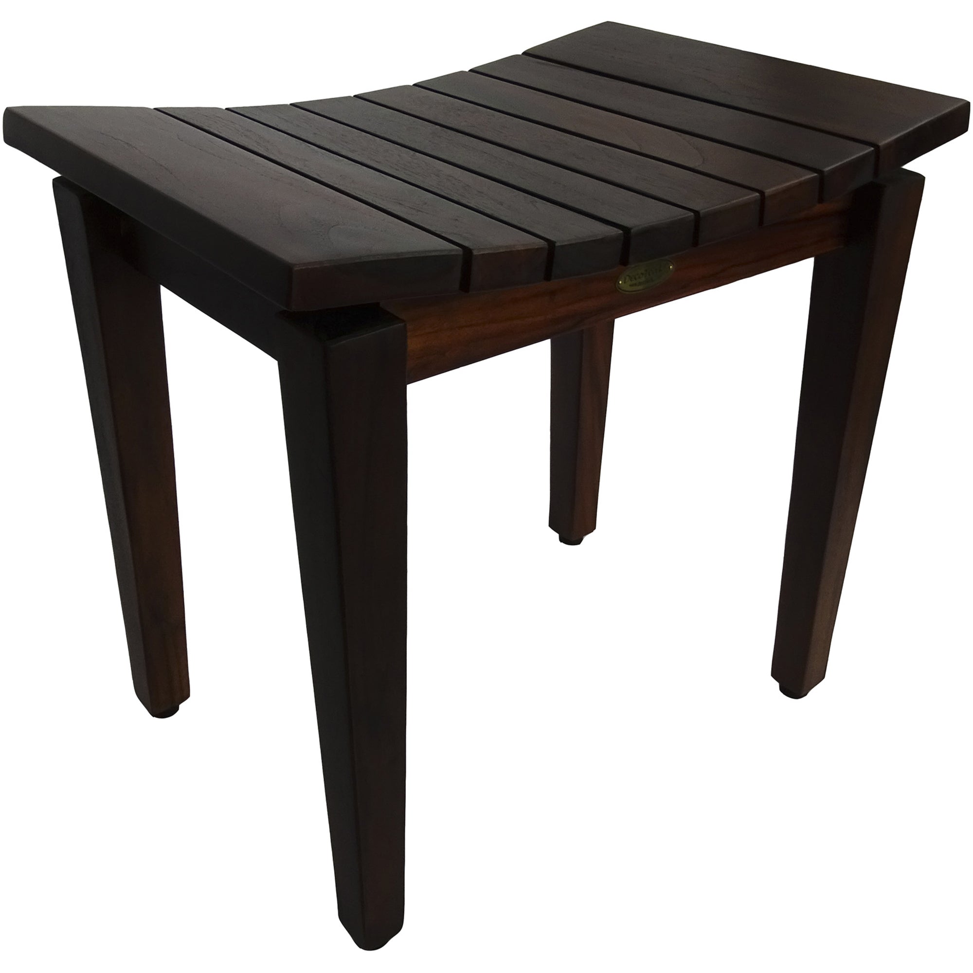 Compact Rectangular Teak Shower / Outdoor Bench in Brown Finish