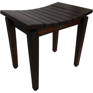 Compact Rectangular Teak Shower / Outdoor Bench in Brown Finish
