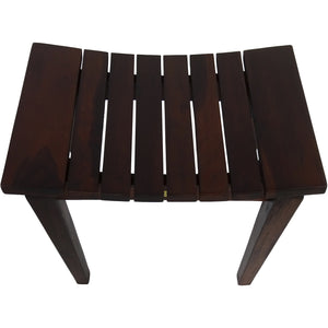 Compact Rectangular Teak Shower / Outdoor Bench in Brown Finish