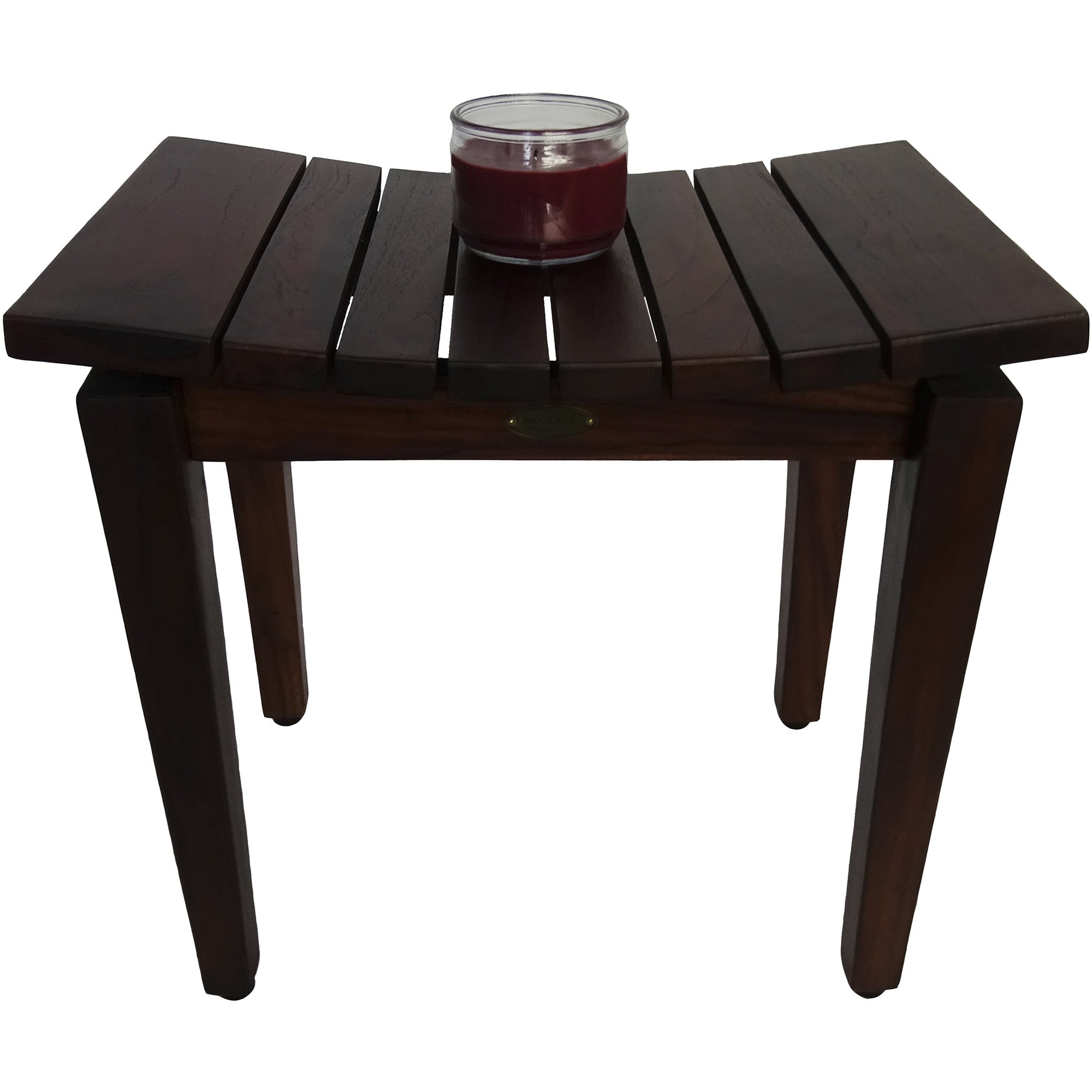 Compact Rectangular Teak Shower / Outdoor Bench in Brown Finish