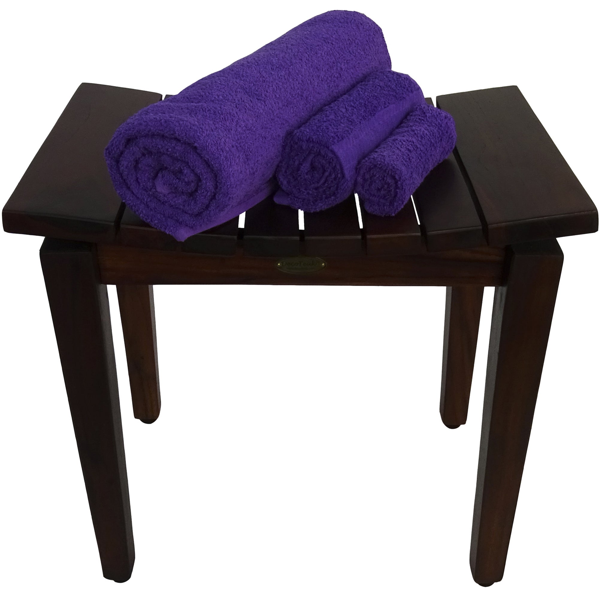 Compact Rectangular Teak Shower / Outdoor Bench in Brown Finish