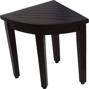 Compact Teak Corner Shower/ Outdoor Bench with Shelf in Brown Finish