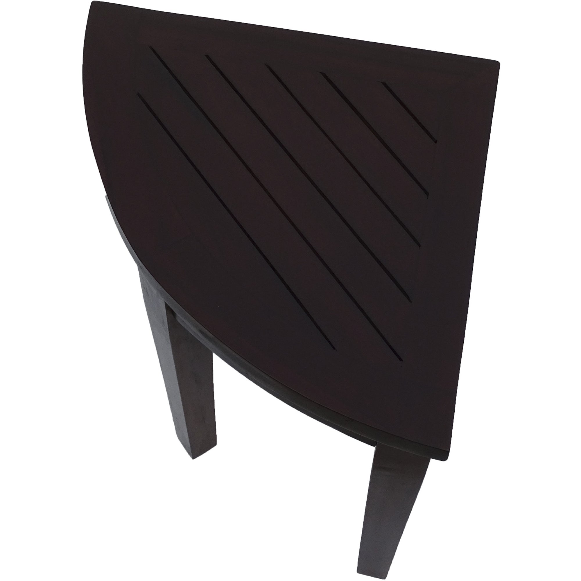 Compact Teak Corner Shower/ Outdoor Bench with Shelf in Brown Finish