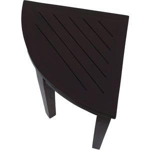 Compact Teak Corner Shower/ Outdoor Bench with Shelf in Brown Finish
