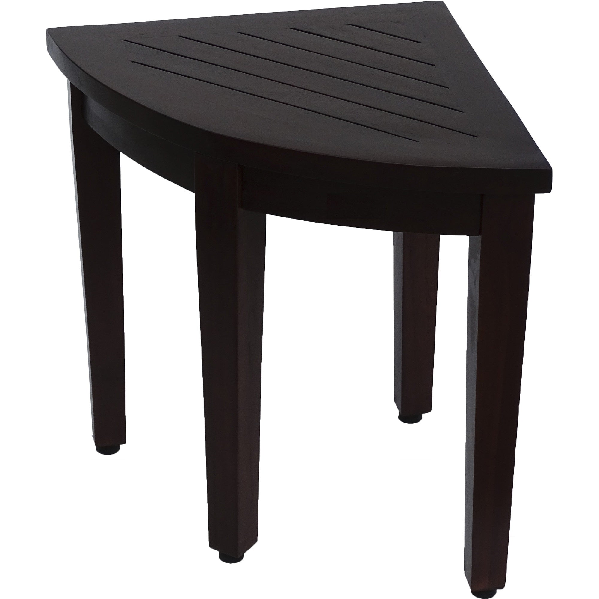 Compact Teak Corner Shower/ Outdoor Bench with Shelf in Brown Finish