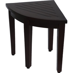 Compact Teak Corner Shower/ Outdoor Bench with Shelf in Brown Finish