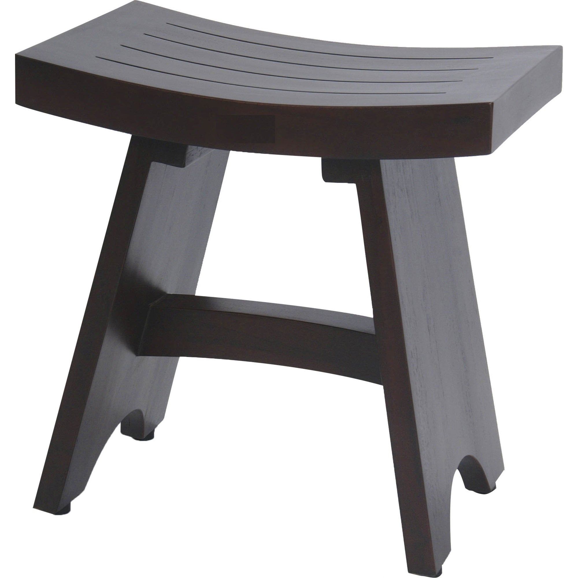 Compact Rectangular Teak Shower / Outdoor Bench with Shelf in Brown Finish