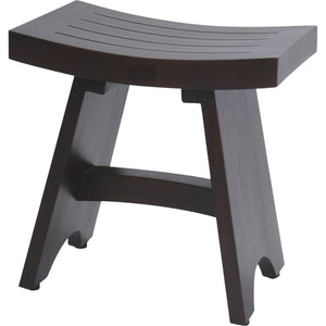 Compact Rectangular Teak Shower / Outdoor Bench with Shelf in Brown Finish